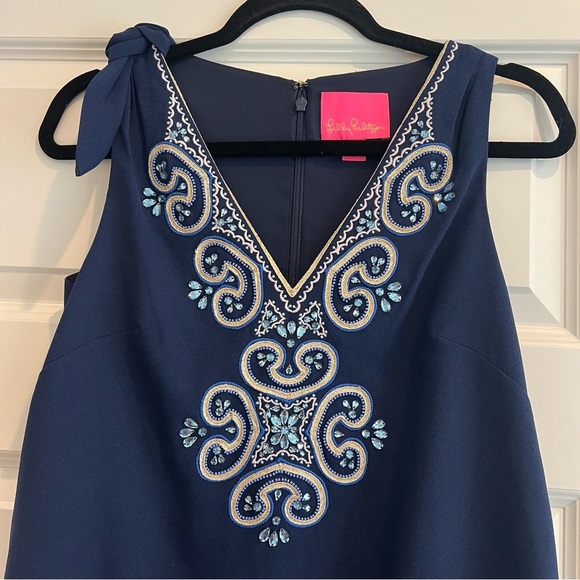 LILLY PULITZER Penelope Navy Shift Dress Size 2 EUC - Picture 2 of 6